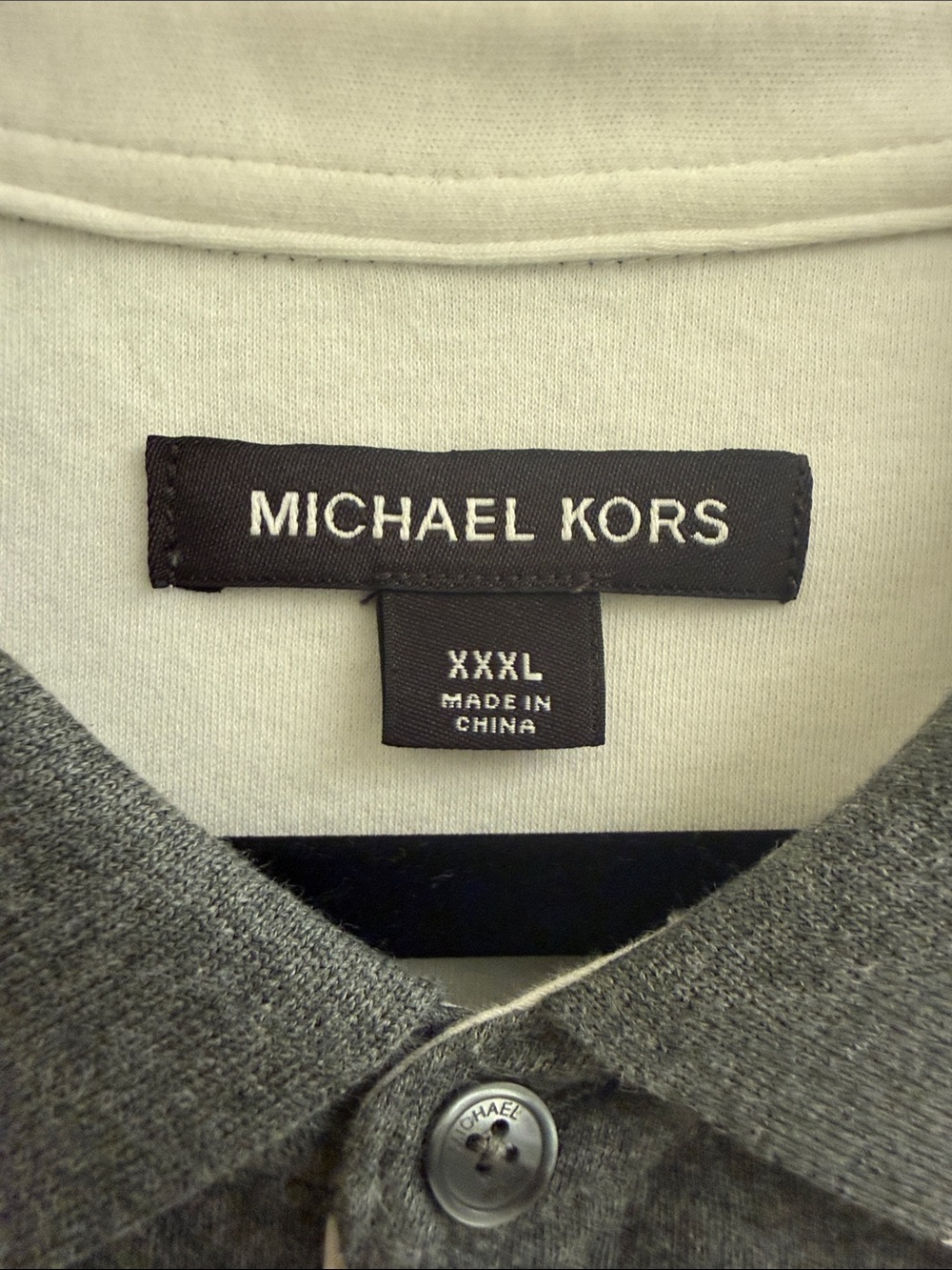 Michael Kors Men's Heather Gray Polo with White-Trim Collar - Picture 2 of 2